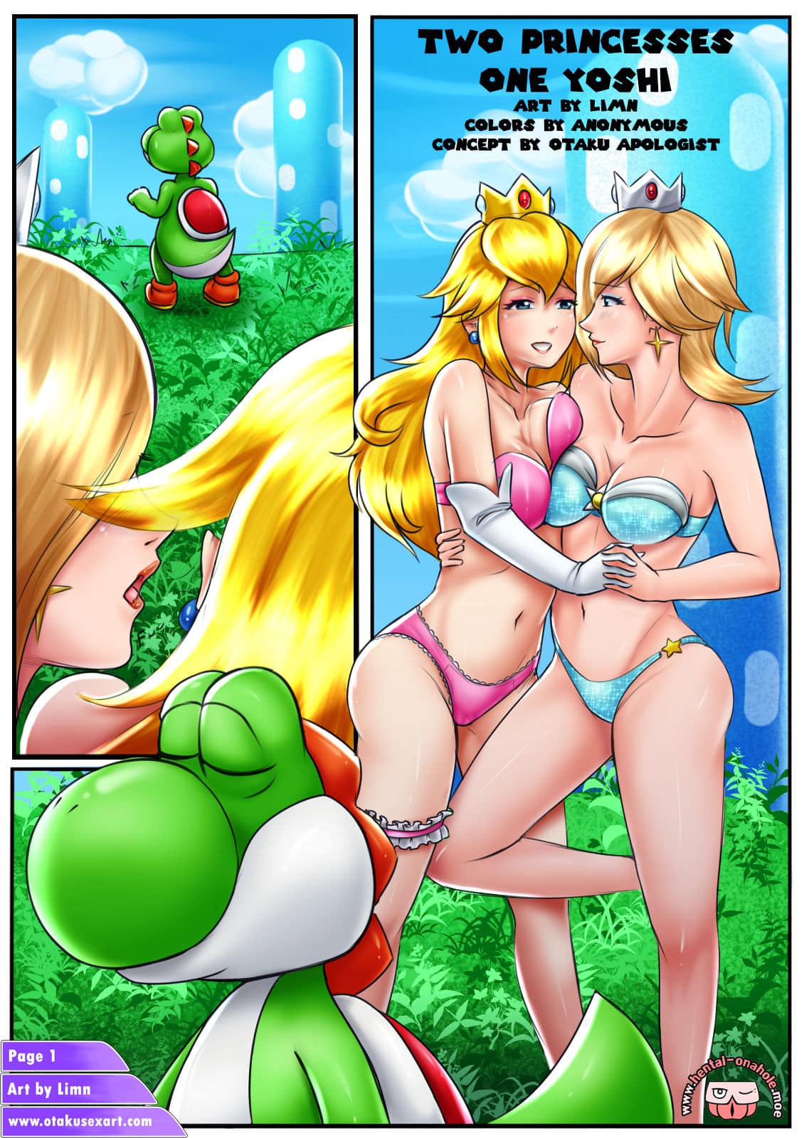 Mario Hentai Tit Fuck - Two Princesses One Yoshi #1 (Super Mario Bros.) - FreeAdultComix