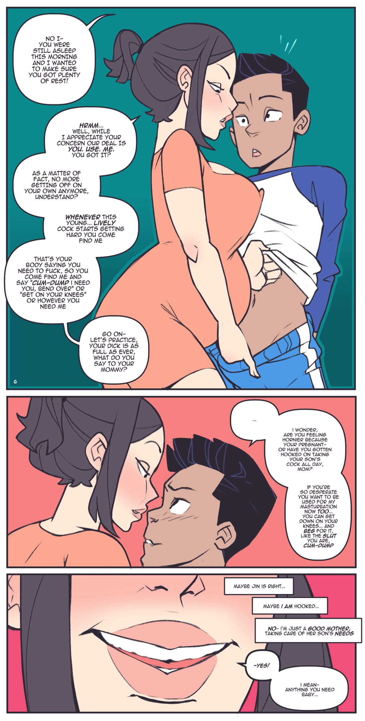 Her flushed, satisfied face